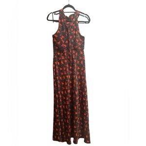 A New Day Red and Black Halter Maxi Sundress